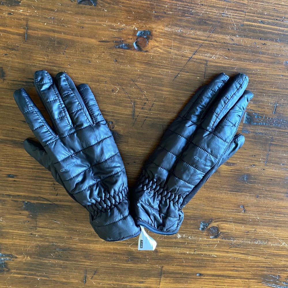 Head Black Quilted Windproof Faux Fur Lined Winter Gloves Size Small